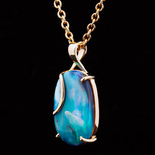 Morgan | Blue Australian Semi-Black Opal Necklace