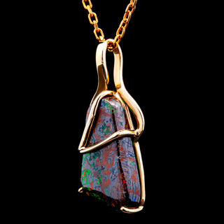 Brigid | Multicoloured Australian Tri-Cut Boulder Opal Necklace
