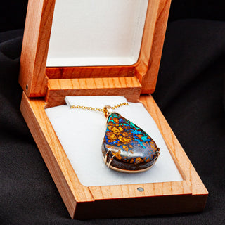 Cordelia | Aqua-Blue Australian Boulder Opal Necklace