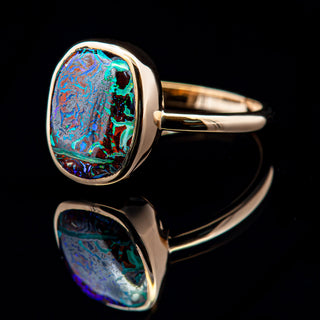Miriam | Aqua-Purple Australian Boulder Opal Ring