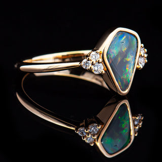 Miranda | Freeform Australian Semi-Black Opal Ring