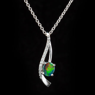 Adriana | Multicoloured Australian Semi-Black Opal Necklace