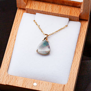 Elodie | Pink-Green Australian Semi-Black Opal Necklace