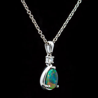 Mabelle | Multicoloured Australian Semi-Black Opal Necklace