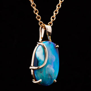 Morgan | Blue Australian Semi-Black Opal Necklace