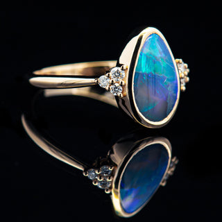 Nora | Aqua-Purple Australian Semi-Black Opal Ring