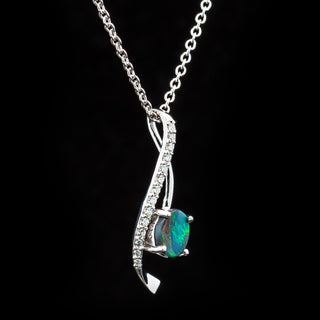 Adriana | Multicoloured Australian Semi-Black Opal Necklace