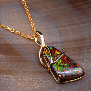 Brigid | Multicoloured Australian Tri-Cut Boulder Opal Necklace