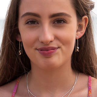 Nai'a Dolphin Thread Earrings in Sterling Silver by World Treasure Designs