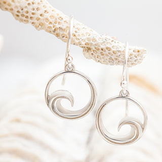 Ocean Jewellery Silver Wave Earrings by World Treasure Designs