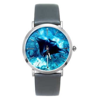 Ocean Watch Manta Ray Watch Gray Leather by World Treasure Designs
