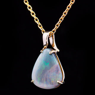 Elodie | Pink-Green Australian Semi-Black Opal Necklace