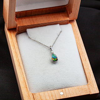 Mabelle | Multicoloured Australian Semi-Black Opal Necklace