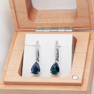 Natalie | Australian Teal-Blue Parti Sapphire Drop Earrings