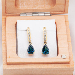 Natalie | Australian Teal-Blue Parti Sapphire Drop Earrings