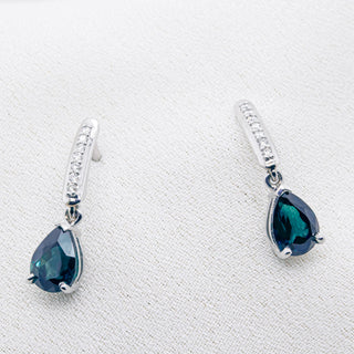 Natalie | Australian Teal-Blue Parti Sapphire Drop Earrings