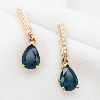 Natalie | Australian Teal-Blue Parti Sapphire Drop Earrings