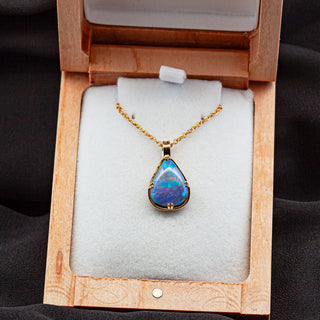 Thelma | Aqua-Purple-Blue Australian Crystal Opal Necklace