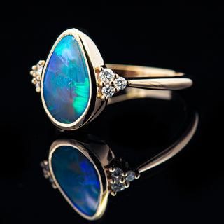 Nora | Aqua-Purple Australian Semi-Black Opal Ring