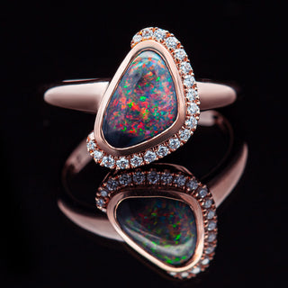 Scarlett | Rose Gold Multicoloured Australian Opal Ring