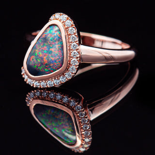 Scarlett | Rose Gold Multicoloured Australian Opal Ring