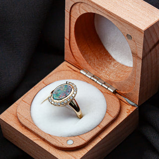 Scarlett | Multicoloured Australian Semi-Black Opal Ring