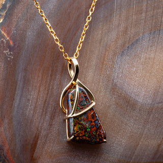 Brigid | Multicoloured Australian Tri-Cut Boulder Opal Necklace
