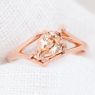 Rose Gold Sea Turtle Ring With Zircon Gemstone by World Treasure Designs