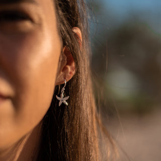 Sea Star Sapphire Earrings in Sterling Silver by World Treasure Designs