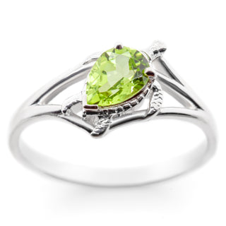 Sea Turtle Peridot Gemstone Ring in Sterling Silver by World Treasure Designs