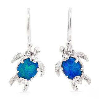 Sea Turtle Opal Earrings in Sterling Silver by World Treasure Designs