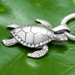 Sterling Silver Sea Turtle Pendant Necklace