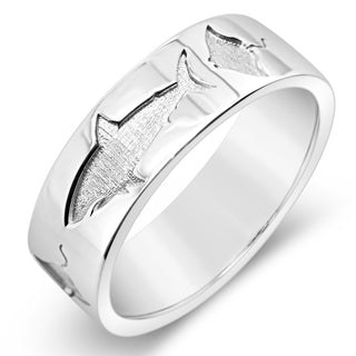 Shark and Stingray Ring in Sterling Silver by World Treasure Designs