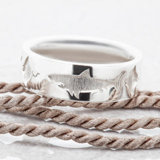 Shark and Stingray Ring in Sterling Silver by World Treasure Designs