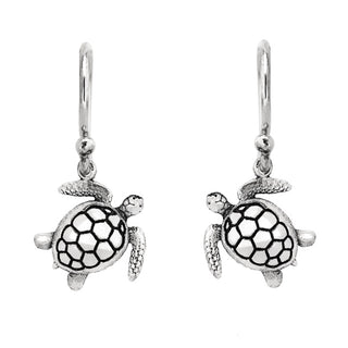 Sterling Silver Sea Turtle Earrings Fish Hook Clasp