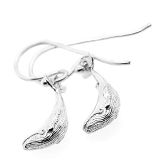 Two Humpback Whales made into Earrings in Sterling Silver by World Treasure Designs