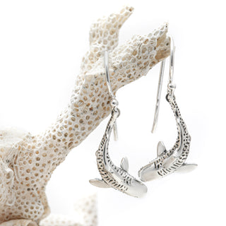 Silver Tiger Shark Earrings