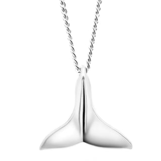 Silver Tiny Whale Tail Necklace by World Treasure Designs