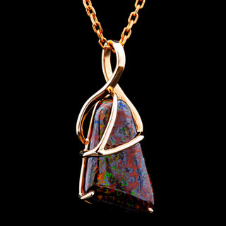 Brigid | Multicoloured Australian Tri-Cut Boulder Opal Necklace