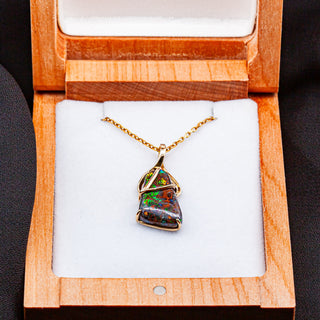 Brigid | Multicoloured Australian Tri-Cut Boulder Opal Necklace