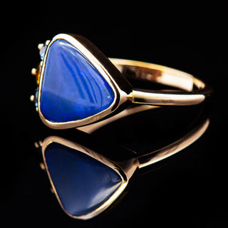 Indigo | Purple Australian Semi-Black Opal & Sapphire Ring