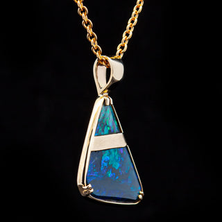Akiko | Blue-Green Australian Black Opal Necklace