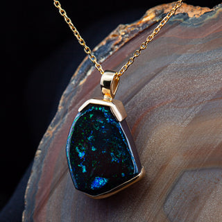 Brenda | Blue-Green Australian Boulder Opal Necklace
