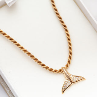 Gold World Treasure Whale Tail Pendant with Swarovski Crystals in Yellow Gold by World Treasure Designs
