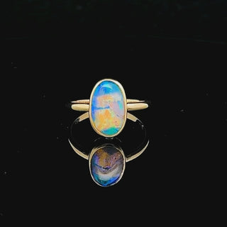 Kendall | Fluorescent Australian Black Opal Ring
