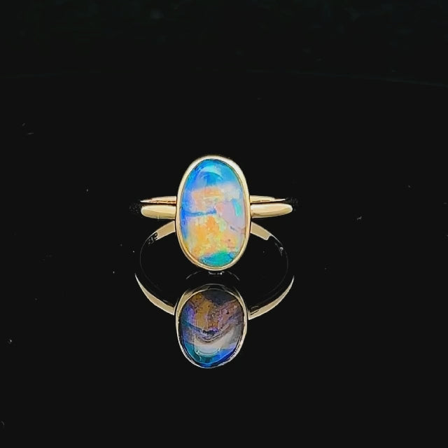 Kendall | Fluorescent Australian Black Opal Ring