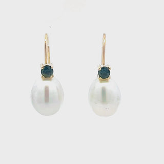 Moana | Australian South Sea Pearl and Blue Sapphire Earrings