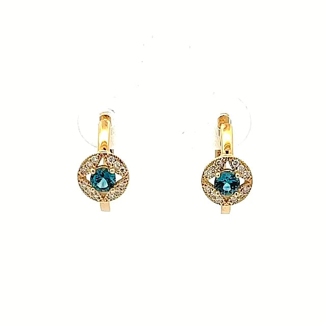Maria | Australian Blue Sapphire and Diamond Huggie Hoop Earrings