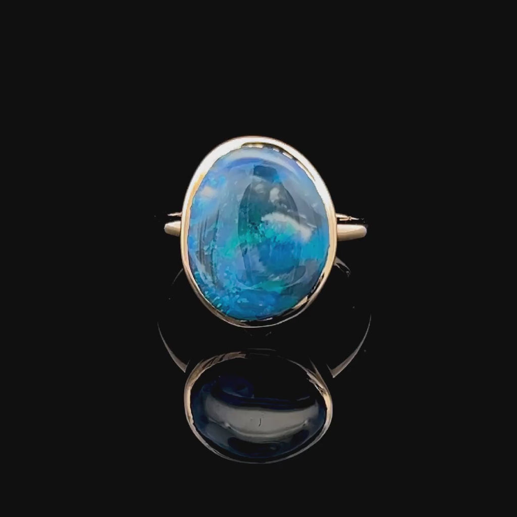 Zela | Blue Australian Fossil Shell Opal Ring