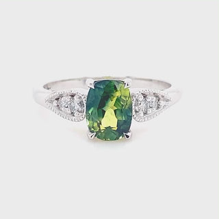 Eloise | Australian Green-Blue Parti Sapphire Ring